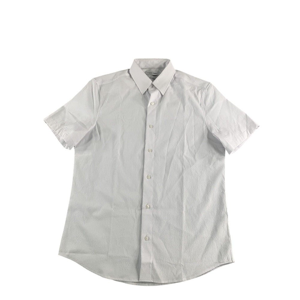 Calvin Klein Shirt Mens Extra Small White Classic Fit Short Sleeve Button Up 100